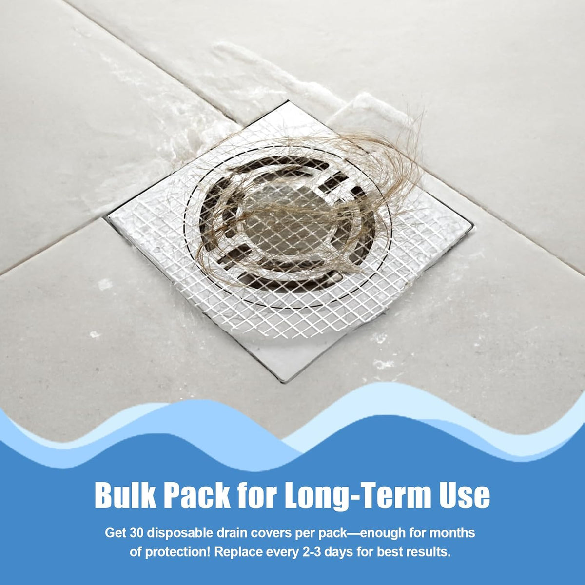 30 Pack Disposable Shower Drain Hair Catcher Hair Trap Drain Covers 4.3” Extra-Wide Mesh Hair