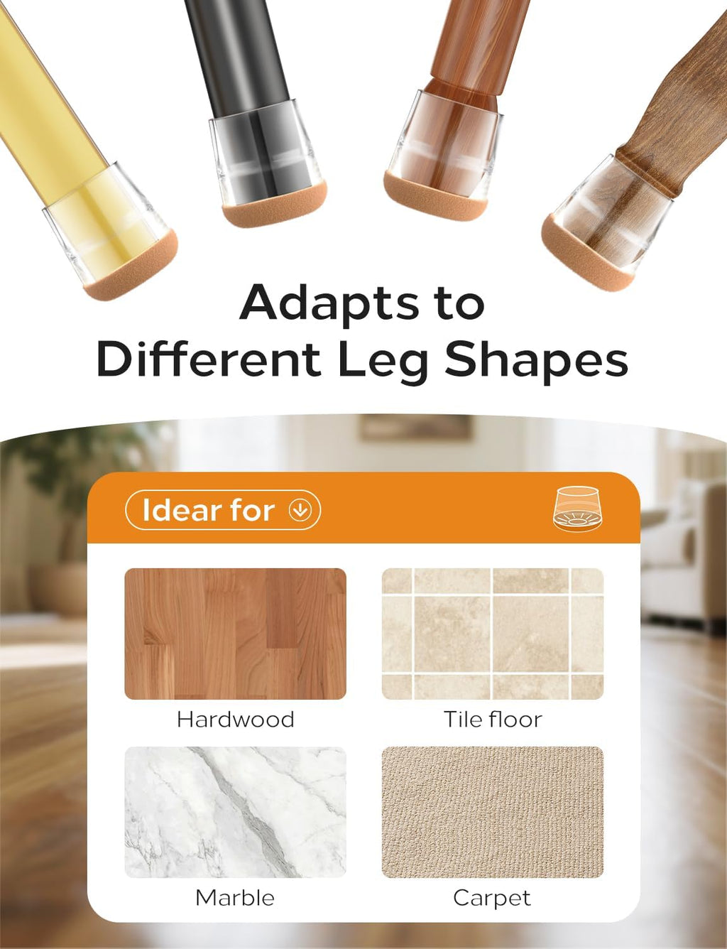 24-Pack Silicone Chair Leg Floor Protectors for Hardwood Floors -Felt Furniture Pads, Rubber Chair