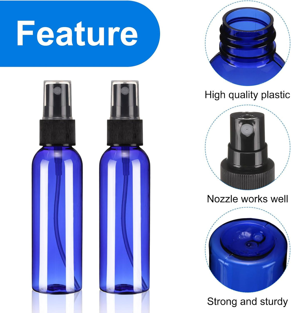 uxcell 10 Pack Spray Bottles, 2 Oz/60ML Reusable Clear Empty Mist Plastic Mini Travel Bottle