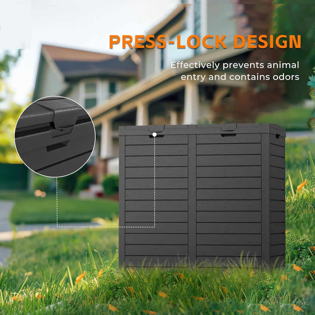 62-Gallon Outdoor Trash Can with lid, Waterproof, UV-Resistant Resin Garbage Can, Lockable Lid and