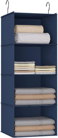 Hanging Closet Organizer - 4-Shelf, Easy Mount Foldable Wardrobe Storage Shelves for Clothes