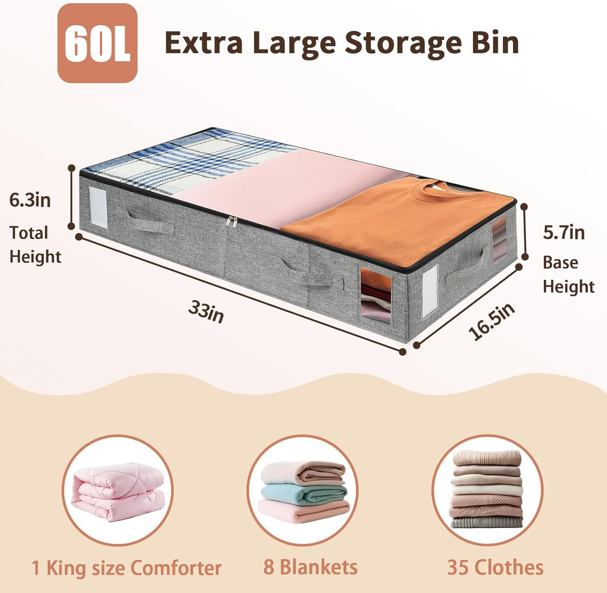 combocube 2 Pack Under Bed Storage Containers, Stackable Closet Organizers and Storage Bins with