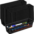 Domensi 24 Pcs Slim Plastic Storage Baskets Tray for Organizing 10.25 x 3.25 x 2.5 Inch Small