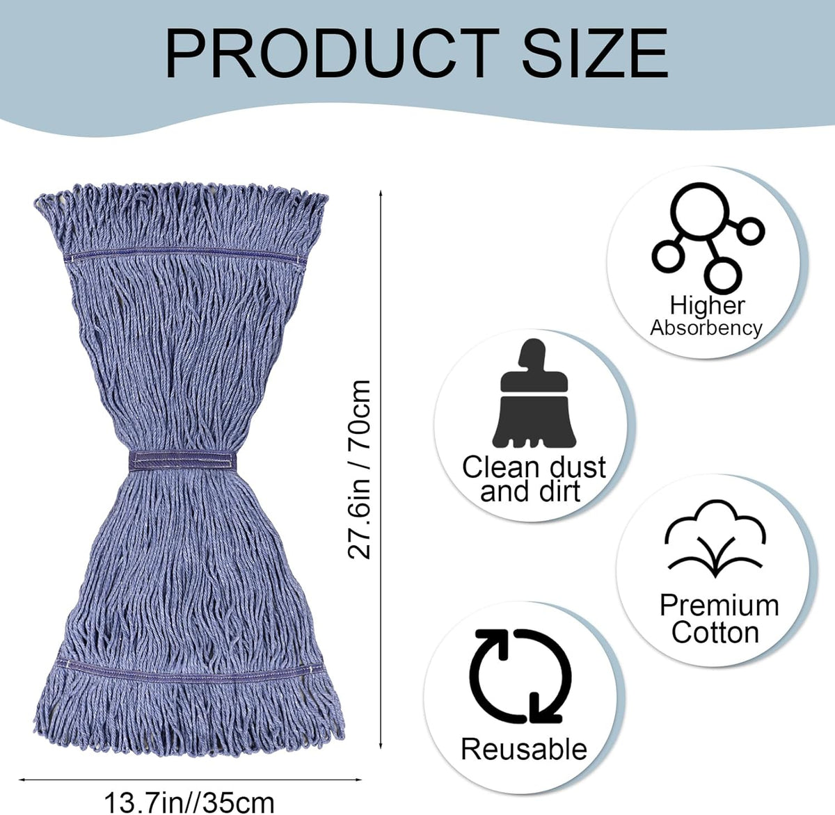 JERIA 16 Pack Heavy Duty Mop Head Replacements,String Mop Head for Commercial,Used for Home,Office