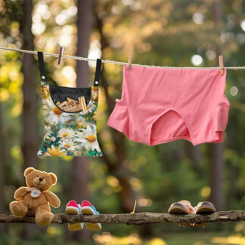 Daisy Clothespin Organizer Bag Shell Beach Clothespin Bags with Hanging Hook Waterproof Clothes Pin