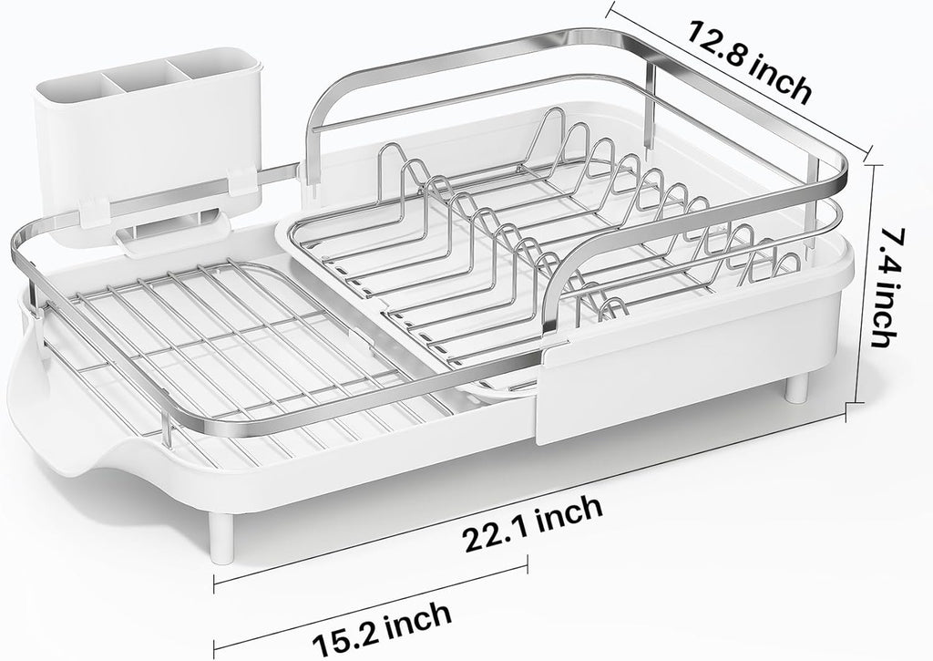 SAYZH Dish Drying Rack - Expandable Dish Rack for Kitchen Counter, Rust-Resistant Dish Drainer with