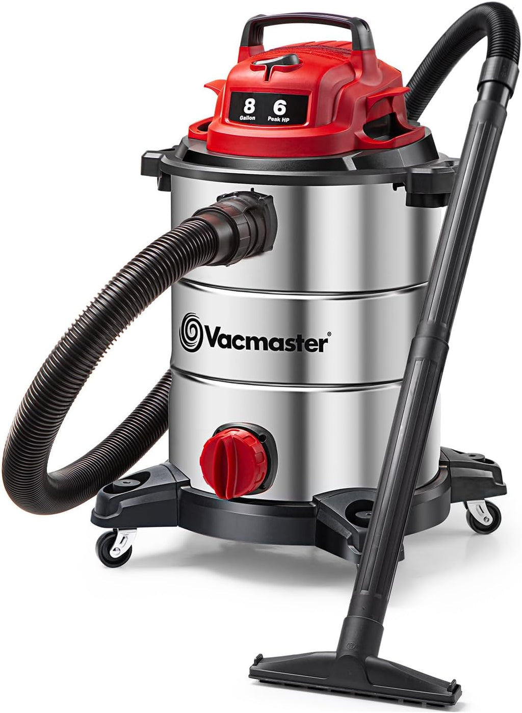 Vacmaster VOC812SF 1101 8-Gallon Premium Stainless Steel Wet/Dry Vacuum, Red Edition, 8 Gal