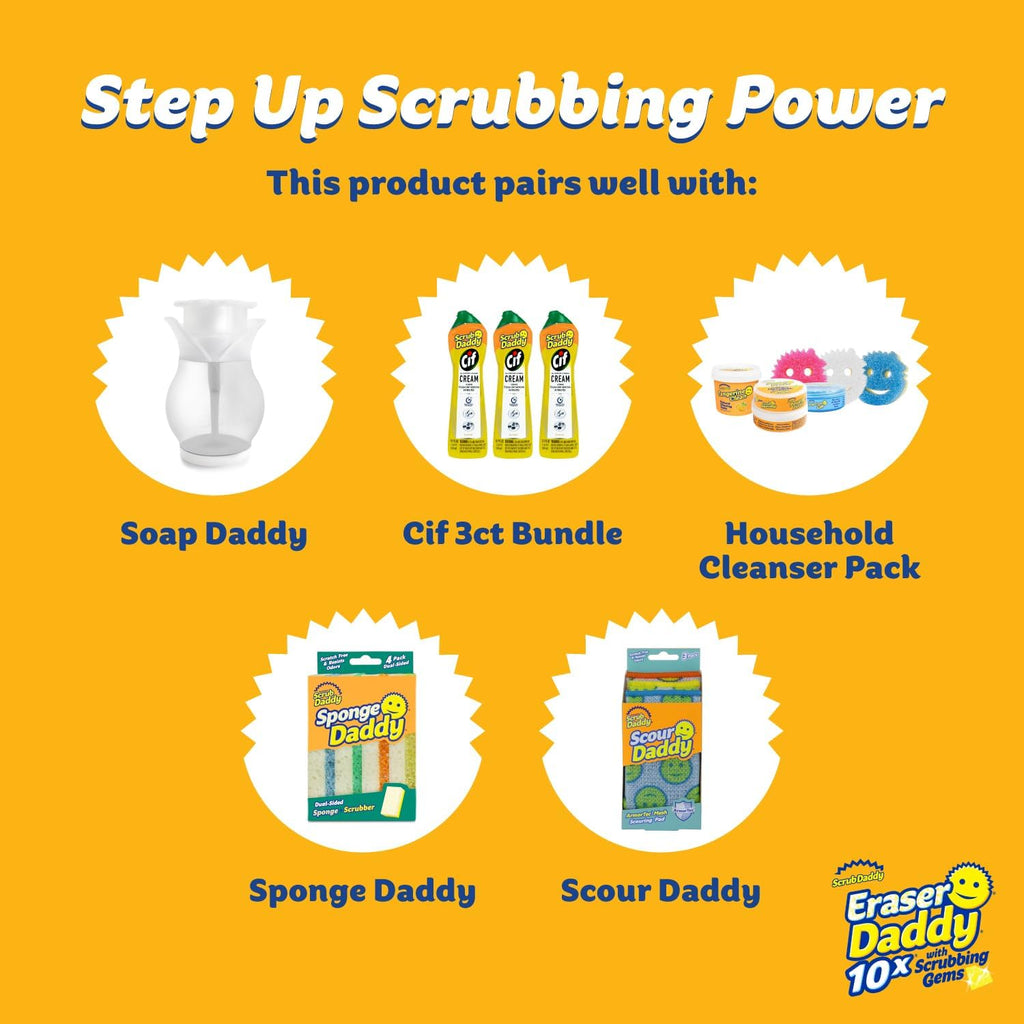 Scrub Daddy Eraser Sponge - 10x More Durable Than Traditional Erasers with Scrubbing Gems - Removes