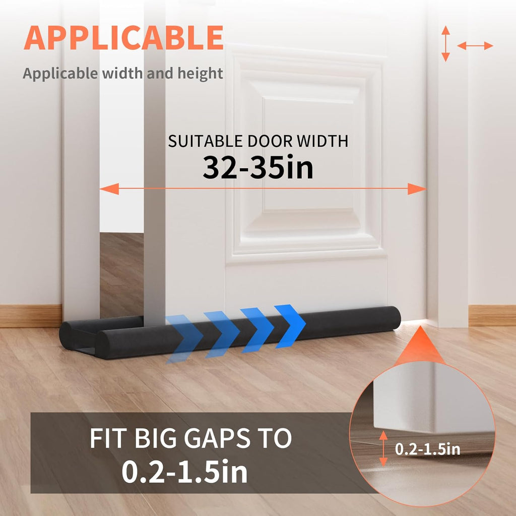 Door Draft Stopper for Bottom of Door, Under Door Gap Filler/Seal for Big Gap, No Folding Required