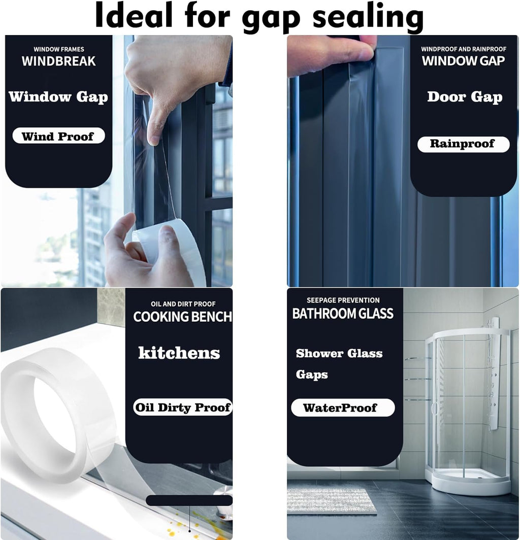 Air Conditioner Window Weather Sealing Tape 2 Inch x 33 FT Weather Stripping Residue-Free Clear