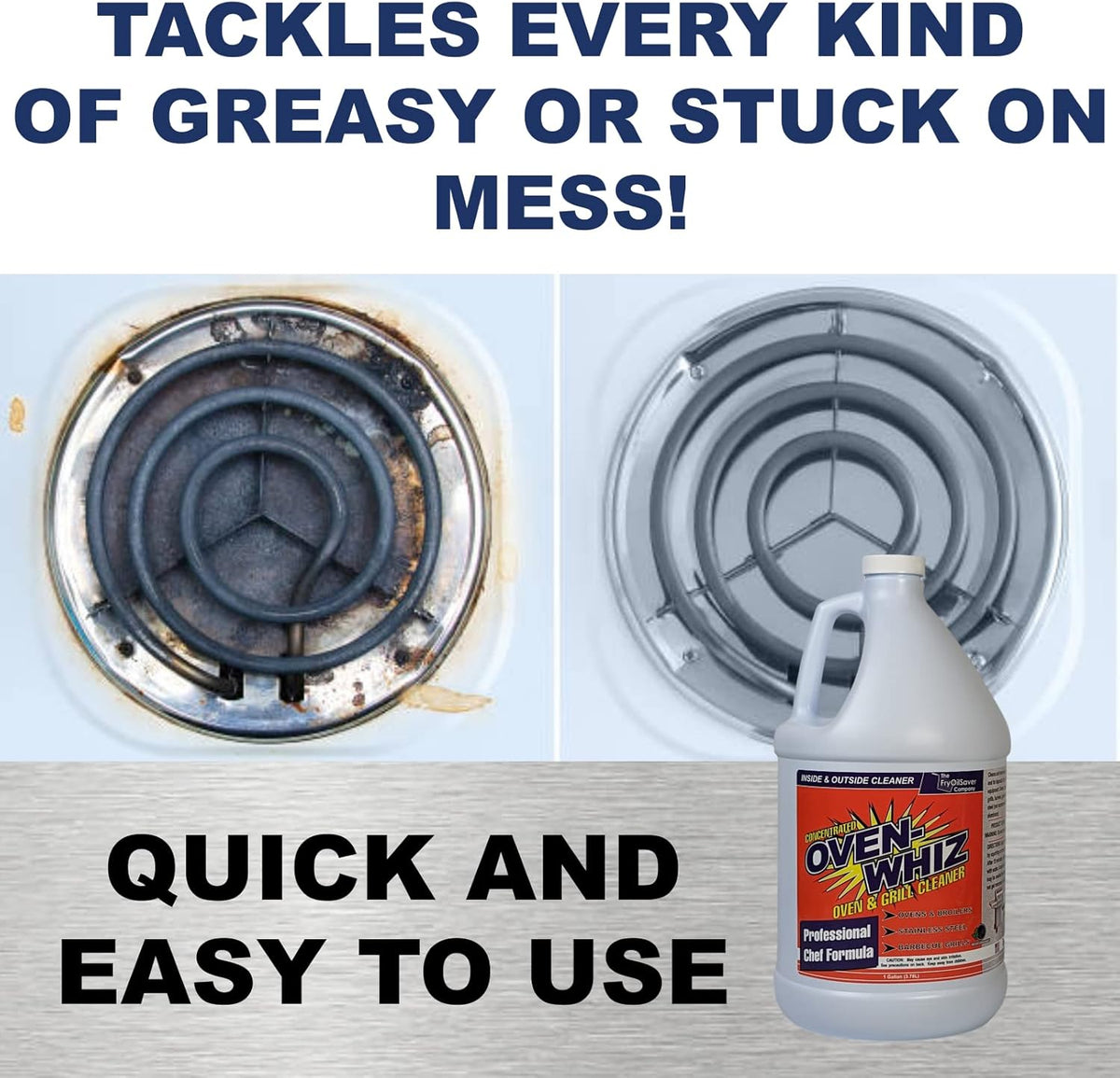 1 Gallon (128 Oz.) Oven-Whiz Oven & Grill Cleaner by FryOilSaver Co., Removes Tough Stains, Carbon