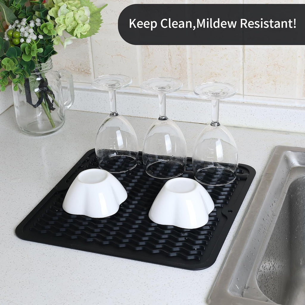 ZLR 2 Pcs Silicone Dish Drying Mats for Kitchen Counter, Eco-Friendly Fast Dry Dish Mat, Easy Clean