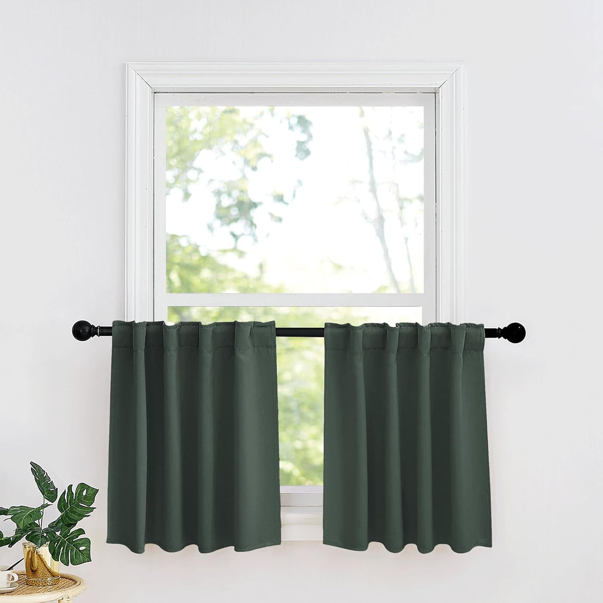 RYB HOME Kitchen Window Curtains Over Sink - Blackout Insualting Privacy Curtains for Kids Bedroom