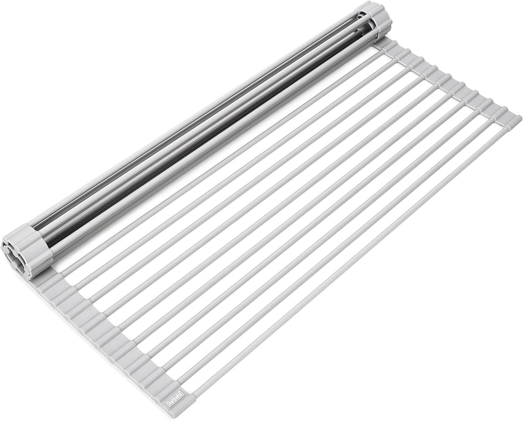 Surpahs Over Sink Foldable Multipurpose Roll-Up Dish Drying Rack, Silicone Wrapped Stainless Steel