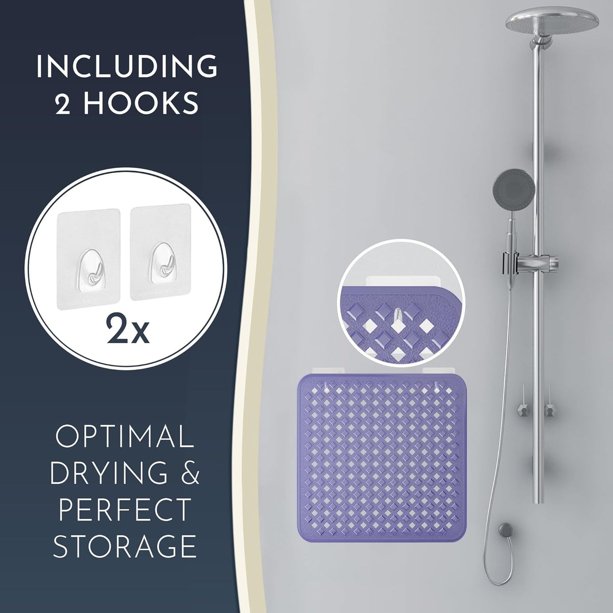 Homerella Anti Slip Shower Mat | Anti Mold Non Slip Bathtub Mat for Inside Shower | Square Floor