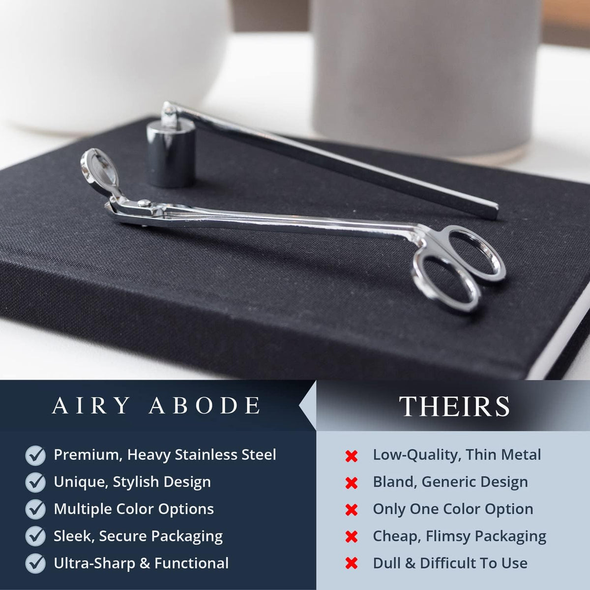 Candle Wick Trimmer and Candle Snuffer Accessory Set – Pick Your Color