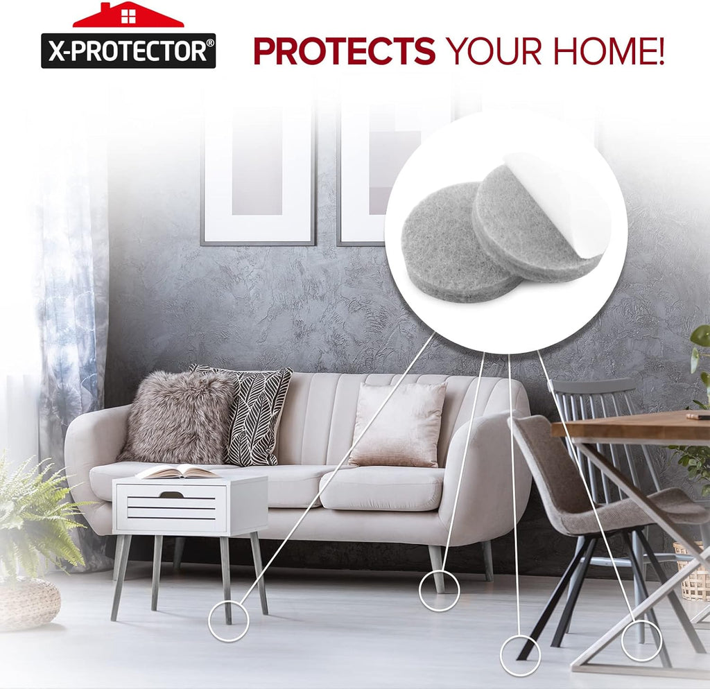 Felt Furniture Pads X-PROTECTOR - 48 Premium Felt Pads Floor Protector - Chair Felts Pads for