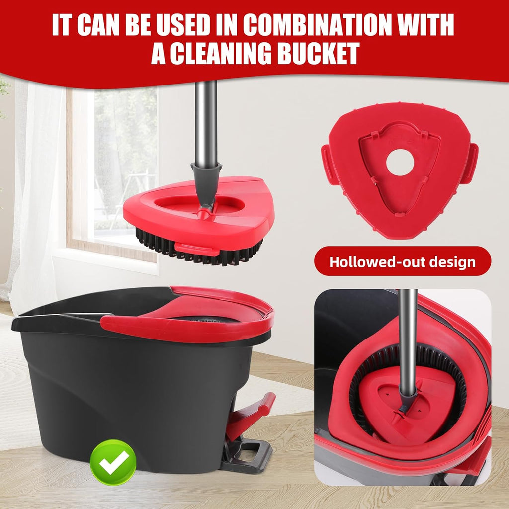 2 Pcs Full-Coverage Spin Mop Scrub Brush Head and 1 Mop Base Part Replacement for Oceda EasyWring 1