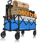 Moon Lence Collapsible Folding Wagon Cart Heavy Duty Folding Garden Portable Hand Cart with