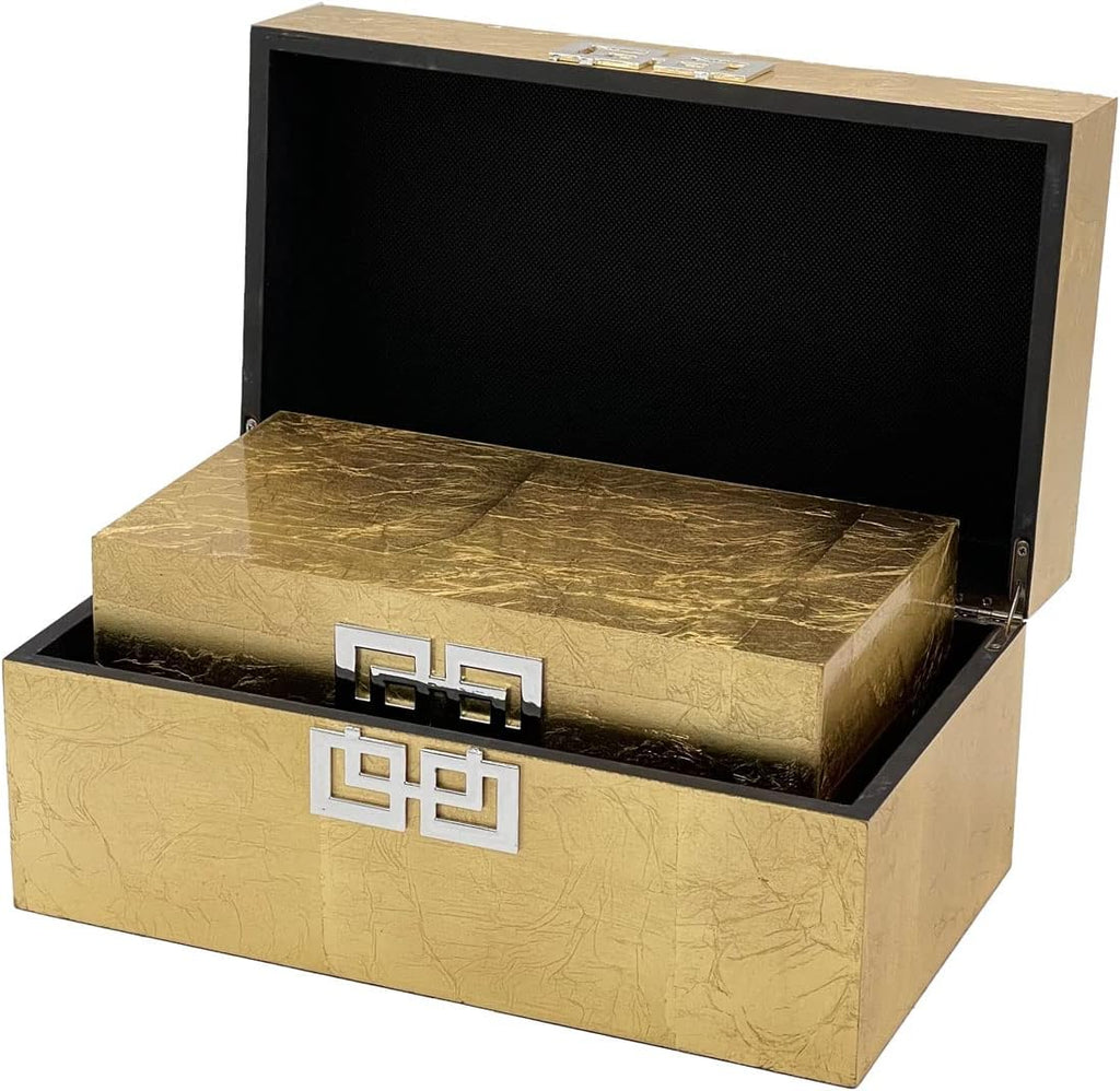 Galt International Storage Box Set Decorative Storage Box w/Hinged Lid Classic Design Wood Decor