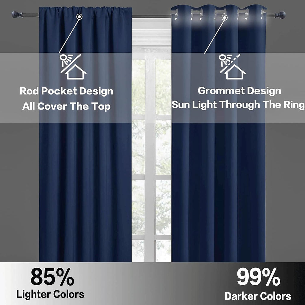 RYB HOME Blackout Kitchen Curtains 2 Panels Set, Room Darkening Small Window Treatment Energy Smart