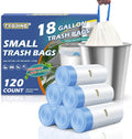 18 Gallon Trash Bags with Drawstring - 120 Count Heavy Duty 1.25 Mil Garbage Bags 68 Liter Tall