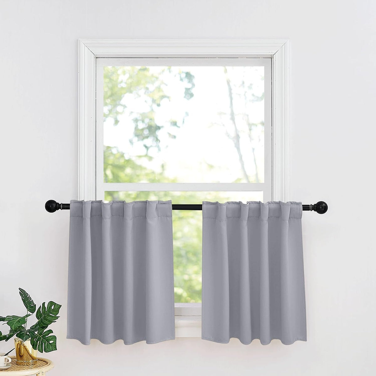 RYB HOME Kitchen Window Curtains - Blackout Privacy Half Window Curtains for Bedroom Bathroom