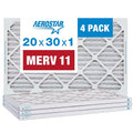 Aerostar 20x30x1 MERV 11 Air Filter, 4 Pack Set of HVAC Furnace Filters, Electrostatic MPR