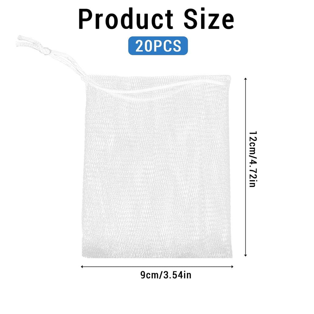 Mozeat Lens 20 PCS Exfoliating Mesh Soap Saver Pouch Bag Mesh Soap Bag Handmade Soaps Bubble Meshs