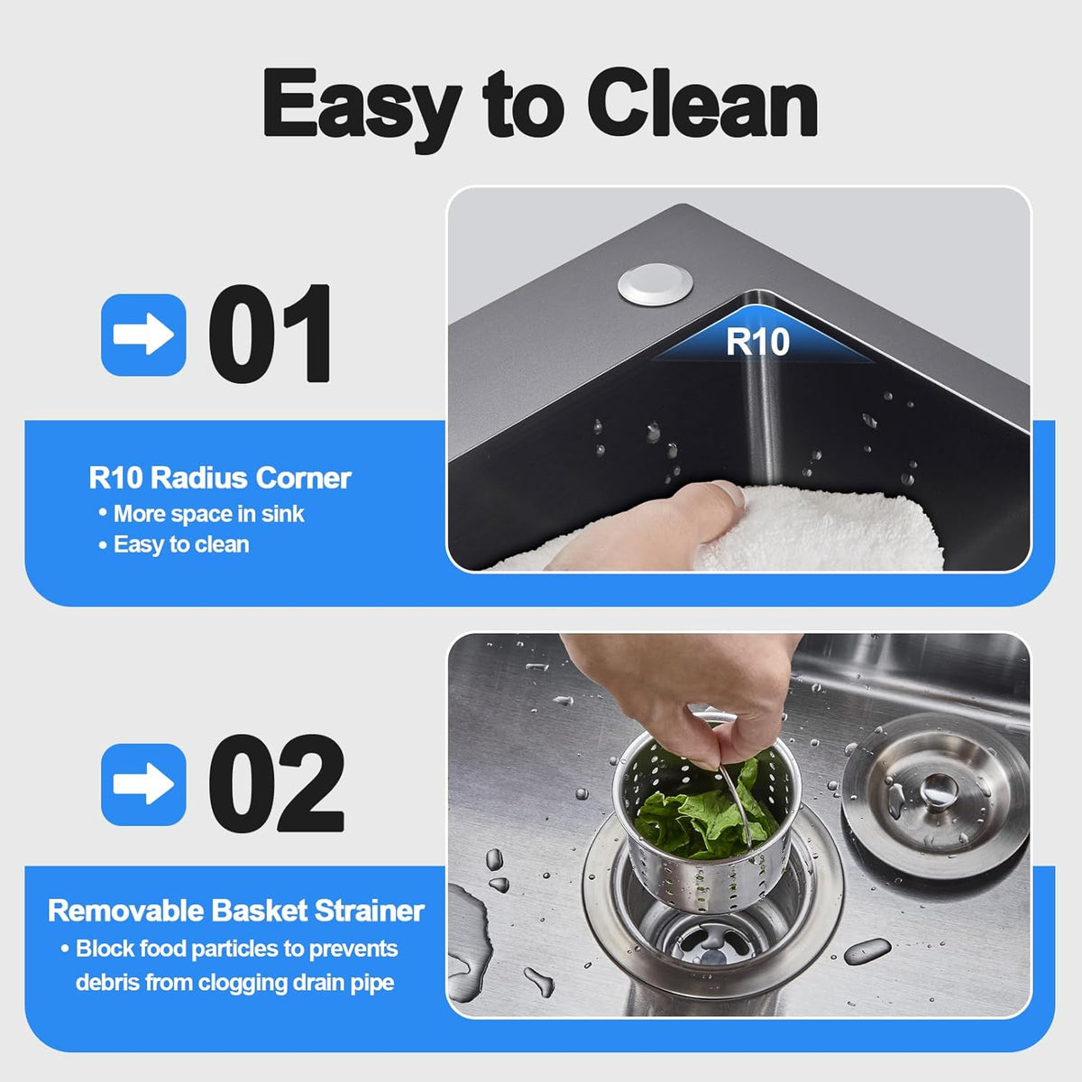 23x18 Inch Kitchen Sink, Handmade 304 Stainless Steel Sink, 9" Deep Single Bowl with Brushed