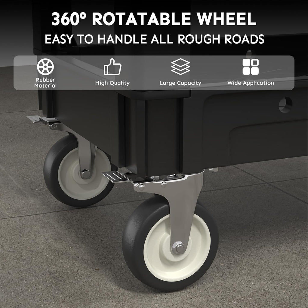 2 Shelf Heavy Duty Plastic Utility Cart, Service Cart Tub Storage W/Deep Shelve Holds up to 1000