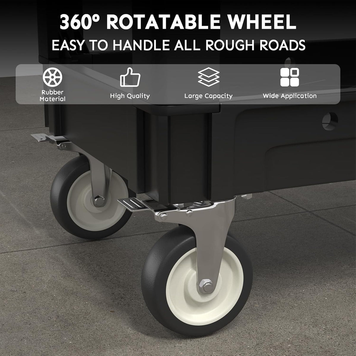 2 Shelf Heavy Duty Plastic Utility Cart, Service Cart Tub Storage W/Deep Shelve Holds up to 1000