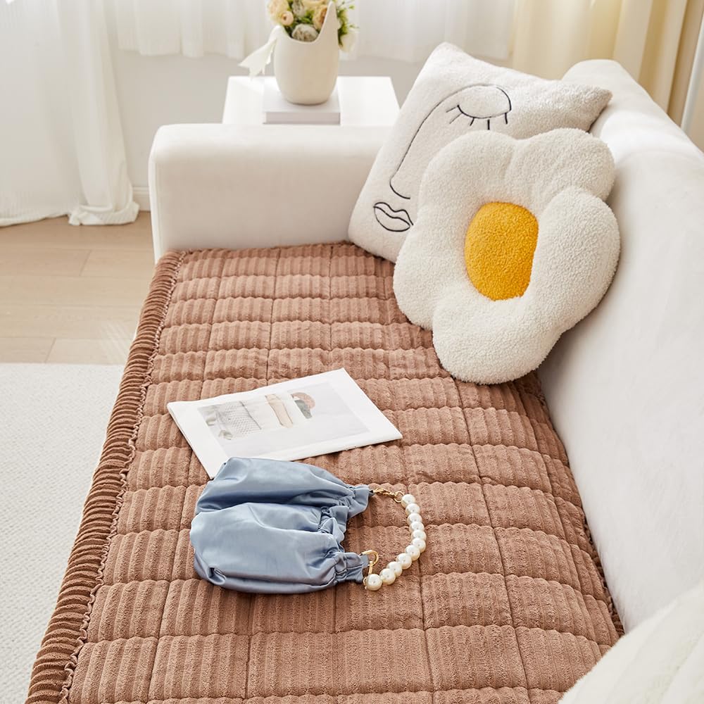 Couch Cover for Dogs Washable, Fuzzy Pet Couch Covers for 2 Cushion Sofa Pet Friendly, Non Slip