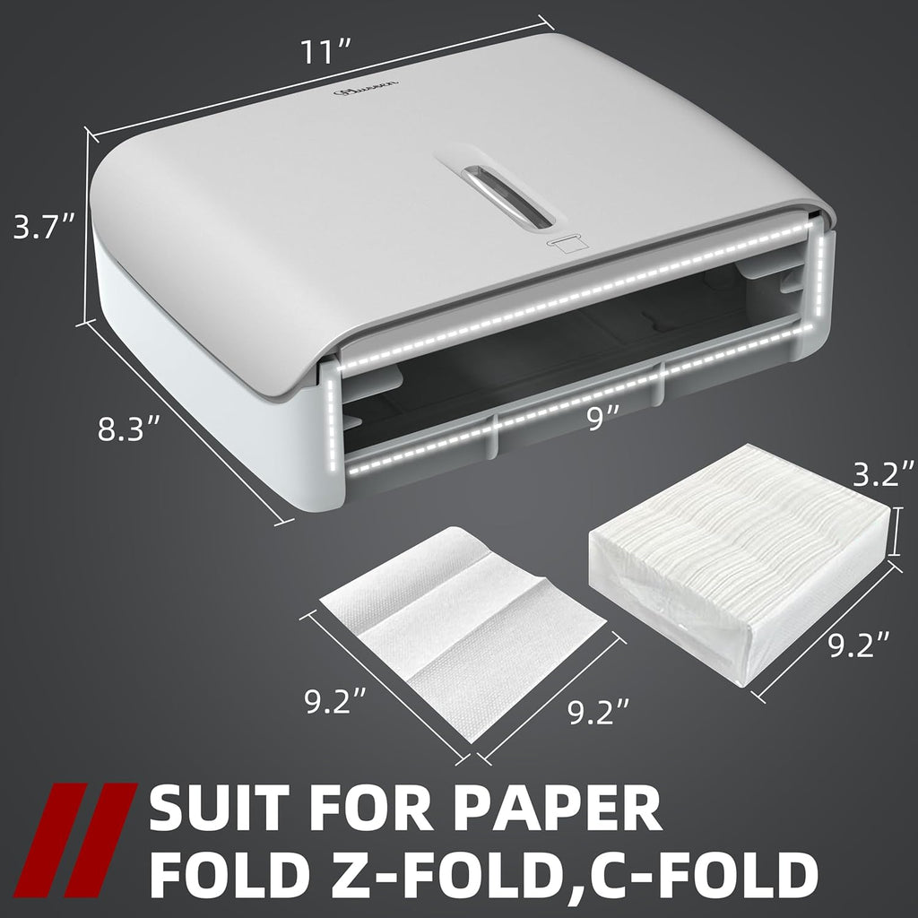 Multifold Paper Towel Dispenser Wall Surface Mounted Compatible with Manual Z Fold C Folded Tri