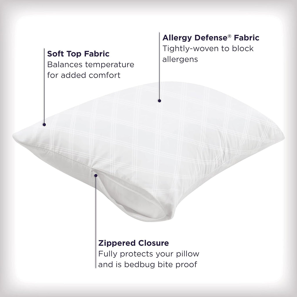 Set of 4 Standard/Queen AllerEase Pillow Protectors - Temperature Balancing, Allergist Recommended