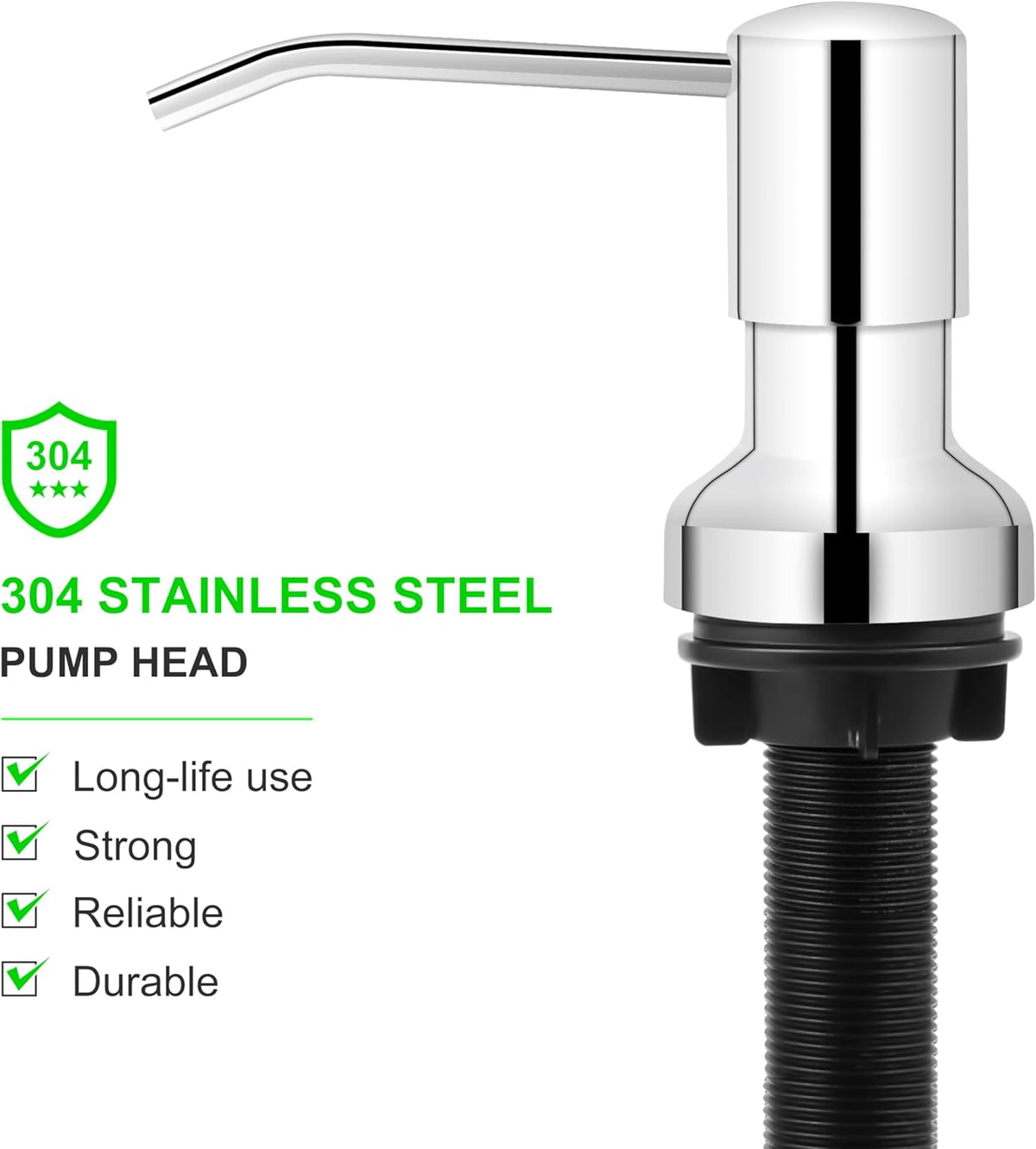 Soap Dispenser for Kitchen Sink, Sink Soap Dispenser with Longer Threaded Shaft Shank, 47"