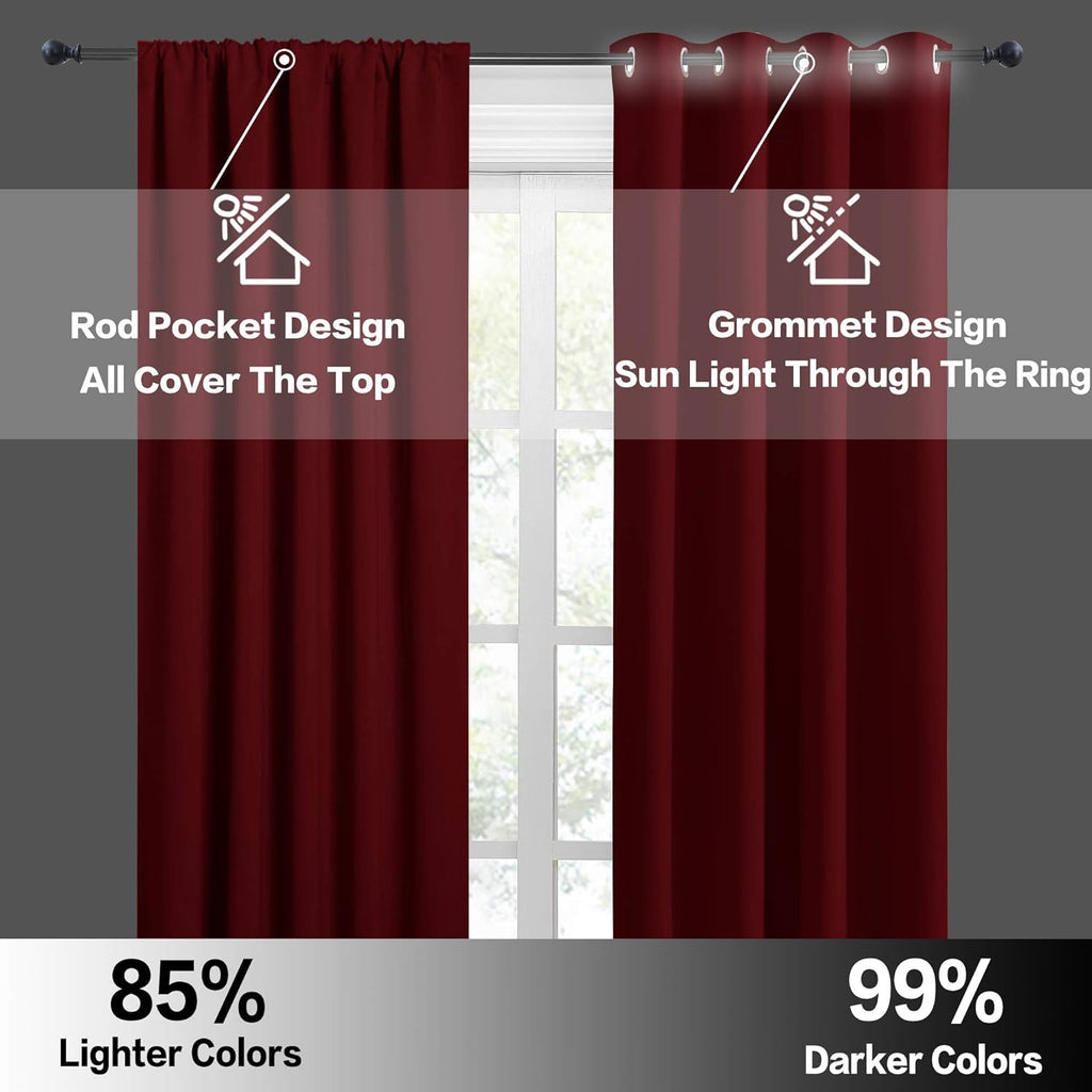 RYB HOME Blackout Curtains 84 inches Long 2 Panels Set for Living Room, Thermal Insulating Privacy