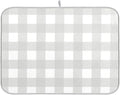Buffalo Plaid Gray White Dish Drying Mat for Kitchen Countertop 16x18 Chessboard Rectangle Small