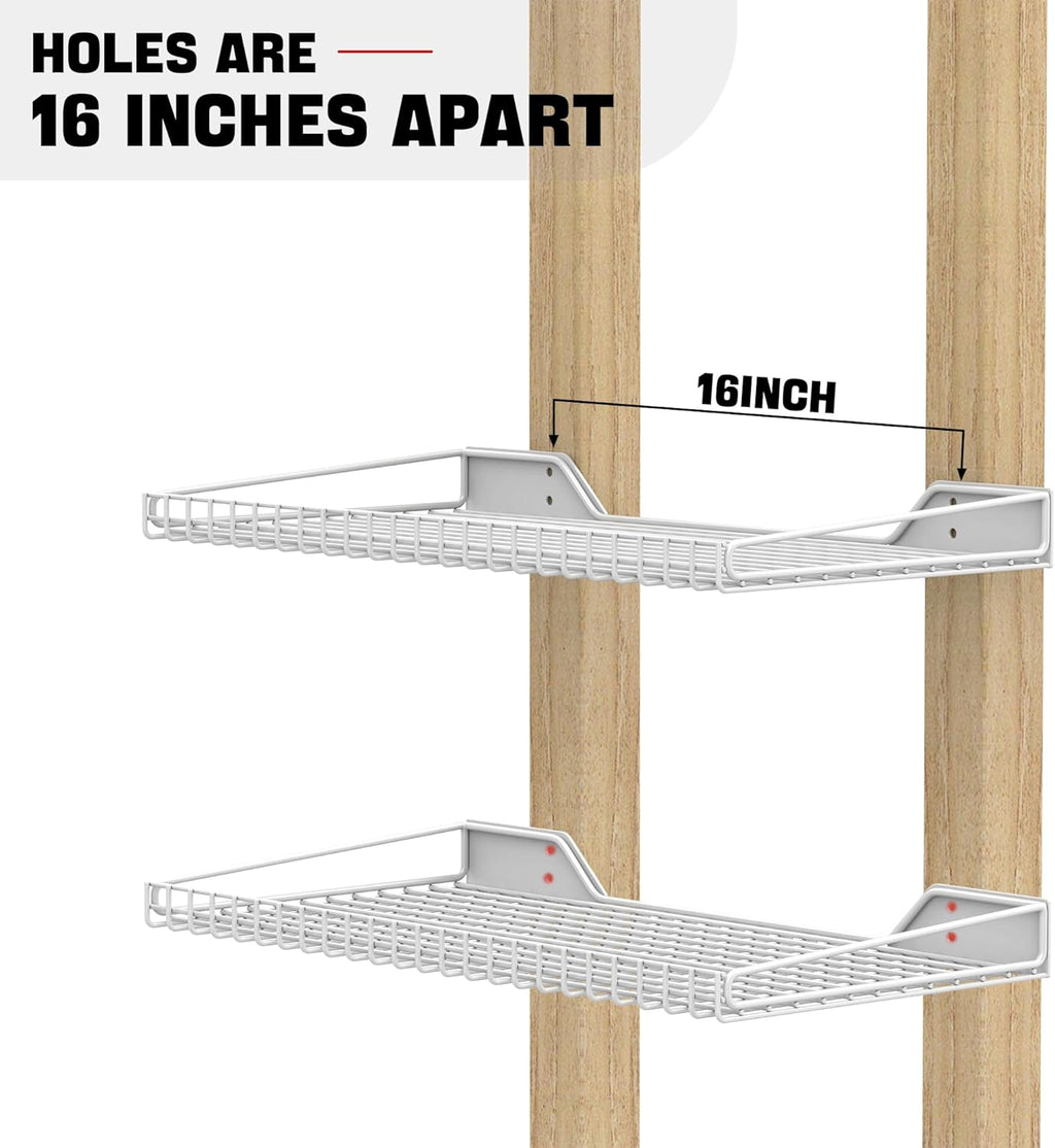 Ultrawall Wall Mounted Storage Shelf for Garage, 4 Pack Metal Shelf Rack, Heavy-Duty Wall Organizer
