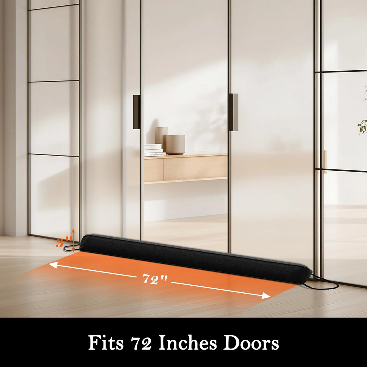 Sunolga 72" Door Draft Stopper Blocks Hot and Cold Air with Removable Washable Cover for Gaps Up to