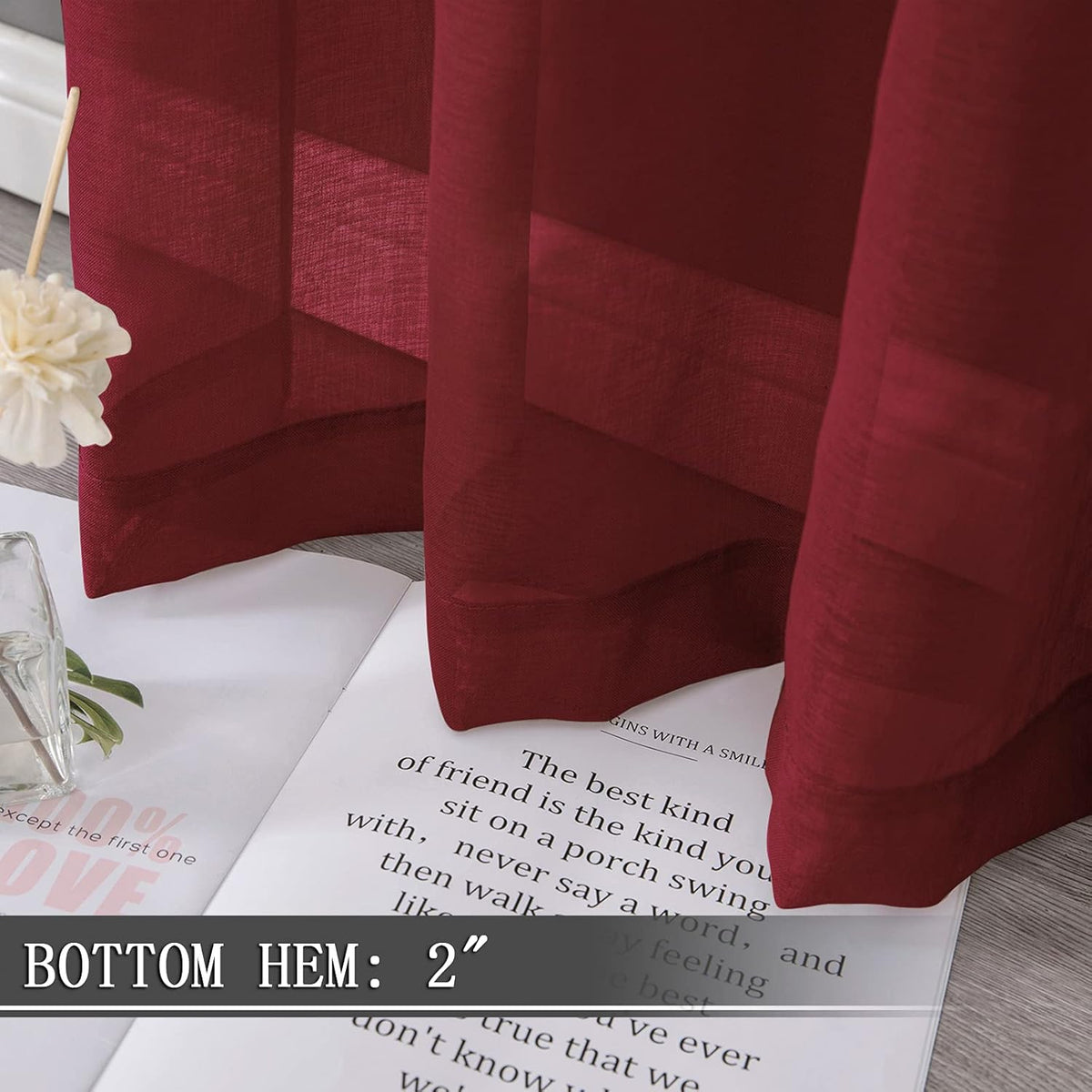 Tollpiz Short Sheer Tier Curtains Linen Textured Half Kitchen Curtain Sheers Light Filtering Rod