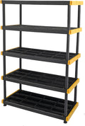 CX Black & Yellow®, 5-Tier Heavy Duty Plastic Storage Shelving Unit, 200lbs/shelf (72”H x 48”W x
