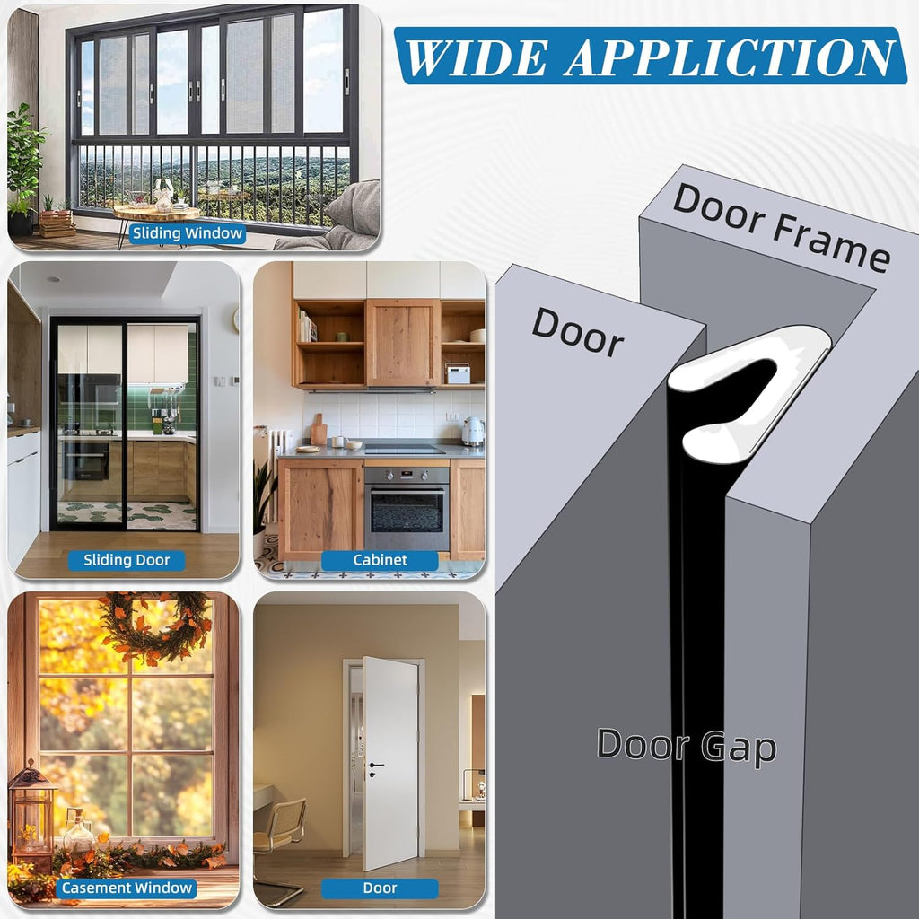 V-Shaped Weather Stripping Door Seal, 19.7FT Draft Stopper for Doors/Windows, Gaps, Dustproof
