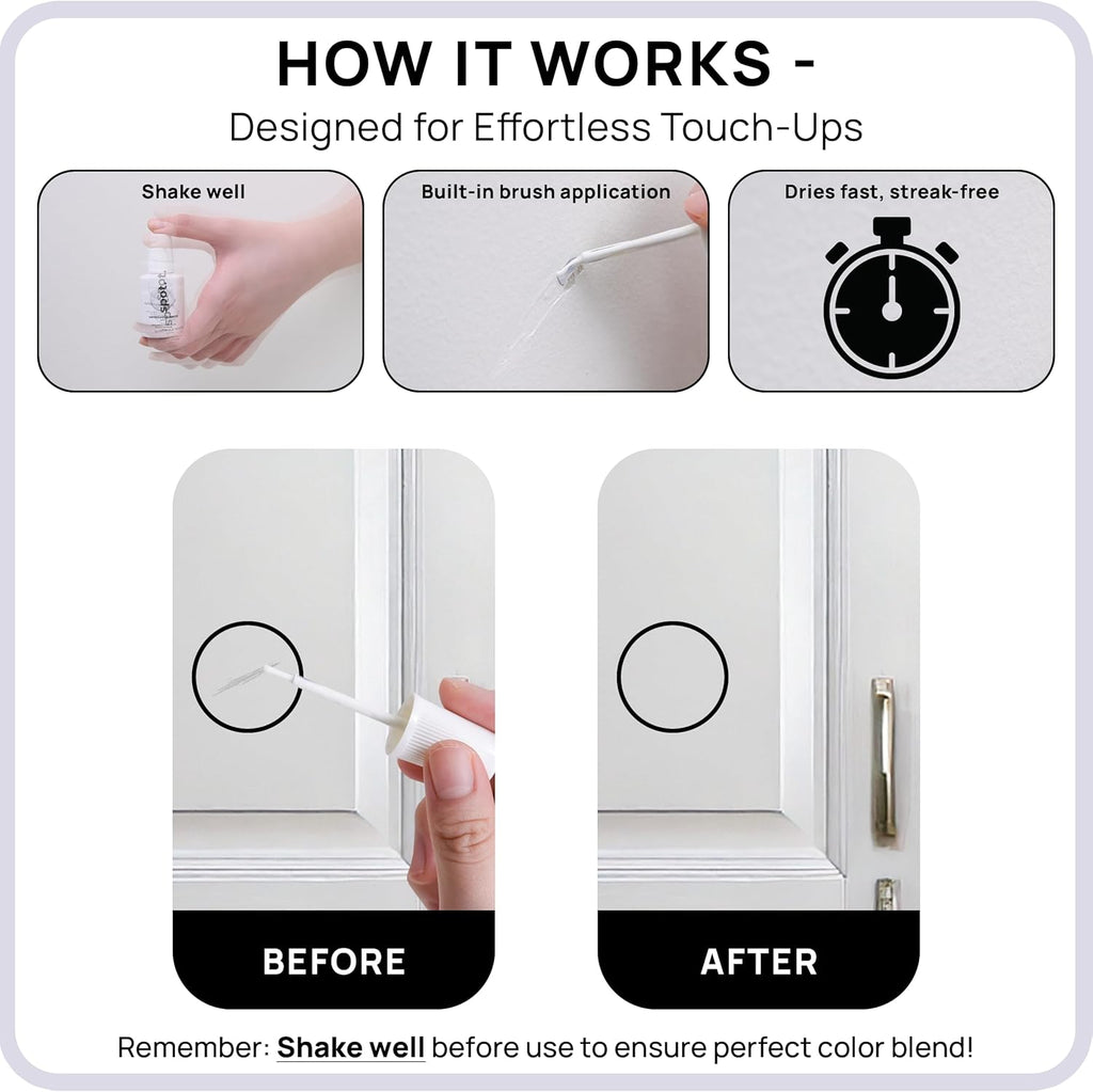 spot. Touch-Up Paint | Matte Finish for Cabinets, Walls, Doors & Furniture | Multi-Tone White