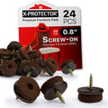 Screw-On Felt Furniture Pads X-Protector 24 PCS - 0.8” Chair Leg Floor Protectors for Hardwood