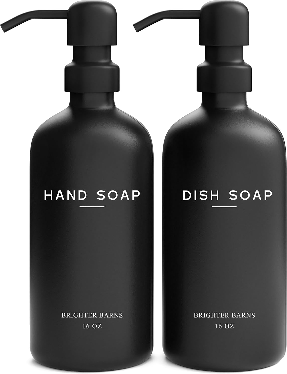 Black Glass Hand and Dish Soap Dispenser Set by Brighter Barns - Kitchen Soap Dispenser Set & Pump