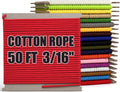 PerkHomy 500lb Cotton Rope 3/16" (5mm) 50 ft Multi Purpose Utility Diamond Braided Cord, Natural