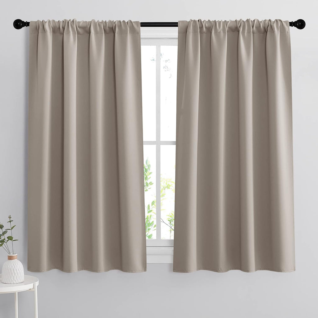 RYB HOME Short Curtains 45 inches, Durable Room Darkening Small Window Treatment Energy Smart