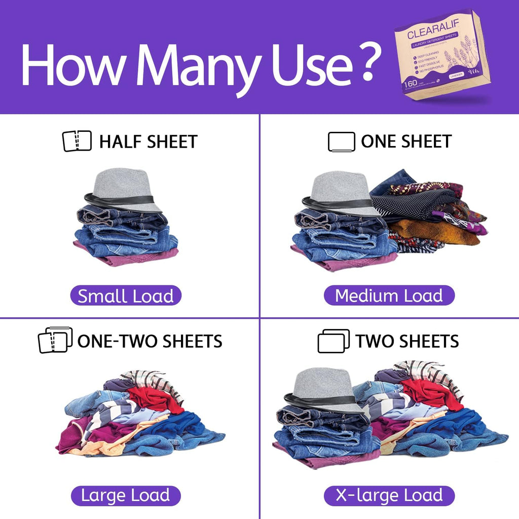 CLEARALIF Laundry Detergent Sheets, Lavender,Up to 480 Loads - Great For Travel,Apartments