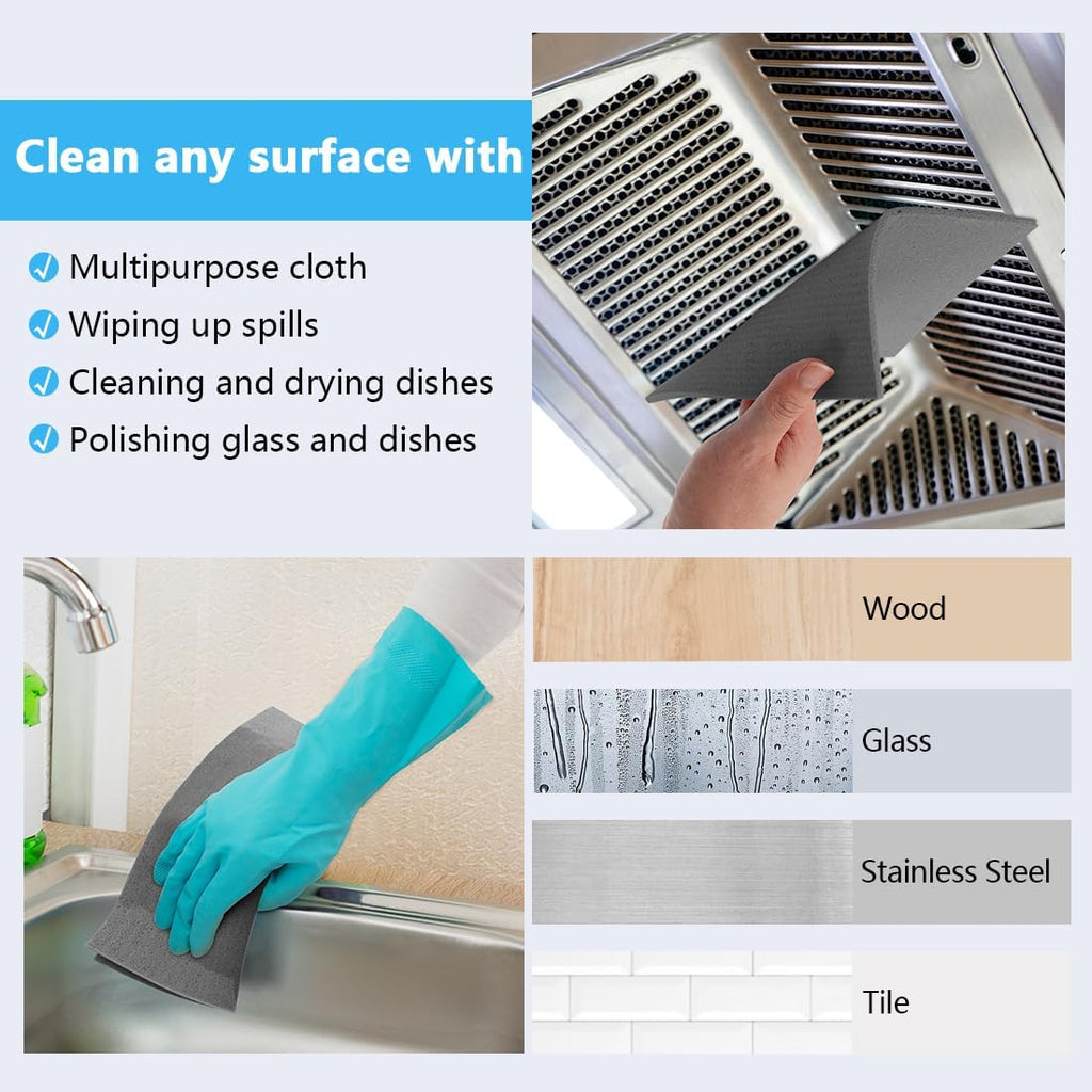 HOMEXCEL Swedish Dishcloths for Kitchen 10 Pack, Sponge Dish Cloth for Counters & Washing Dishes